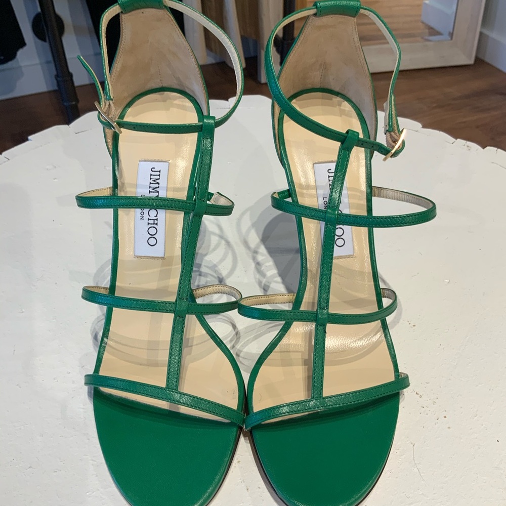 Jimmy Choo Green Strappy Stilettos